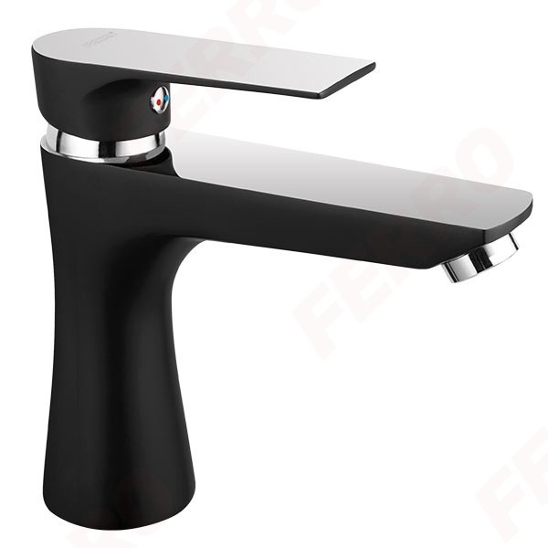 Baterija za lavabo Ferro Algeo Square Black crna/hrom BAQ2BLC