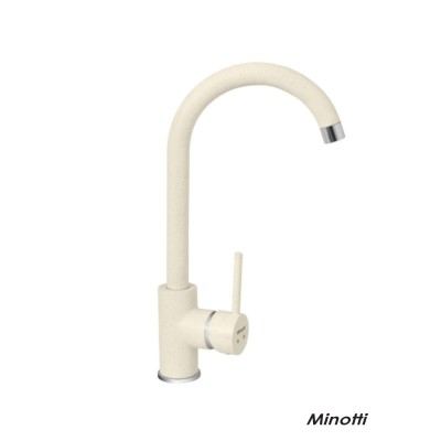 Stojeća baterija za sudoperu Minotti Tubo 6118-C se ističe po svom modernom dizajnu i elegantnoj šampanj boji