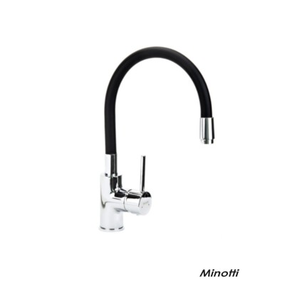 Baterija za sudoperu sa crnom fleksibilnom lulom Minotti Tubo 6128-3B predstavlja spoj elegancije i funkcionalnosti
