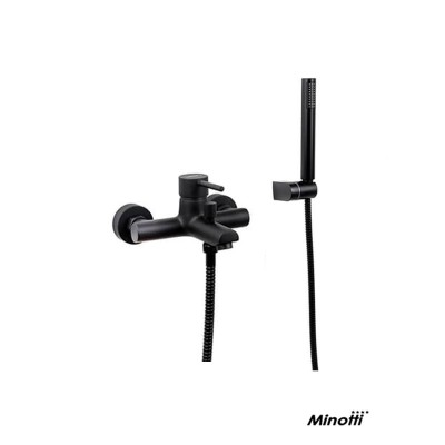 Minotti Tubo Dark Elegance 6111B zidna baterija za kadu dolazi u kompletu sa tuš ručicom, crevom i držačem