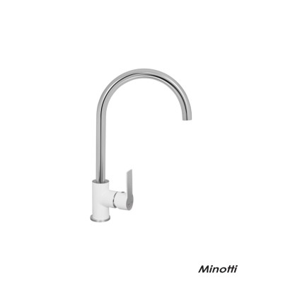 Baterija za sudoperu Minotti Stela 2219 koristi kombinaciju bele i hrom boje kako bi dobila savršen izgled