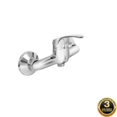 Zidna baterija za tuš kadu Minotti Picolo 4413 dolazi u kompletu sa tuš ručicom, crevom i držačem