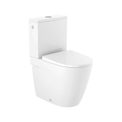 Komplet keramički monoblok u back to wall varijanti Roca ONA rimfree. Monoblok sa duplim odvodom vode i rimfree ivicama šolje