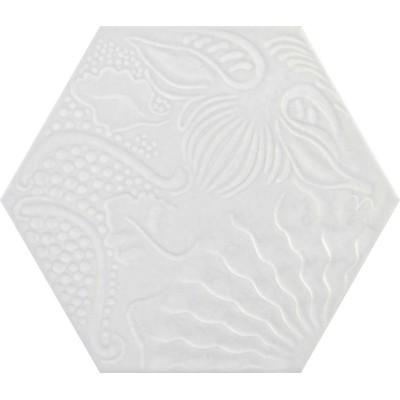 Granitne pločice hexagonalnog dizajna sa dekorativnim motivima GAUDI White 22x25 španskog proizvođača Codicer 95