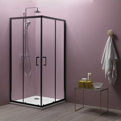 Kolpa San Eco Quat TKK Black je elegantna četvrtasta tuš kabina sa luksuznim crnim profilima