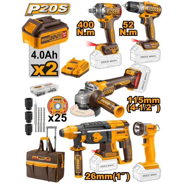 Set akumulatorskog alata Ingco CKLI2058