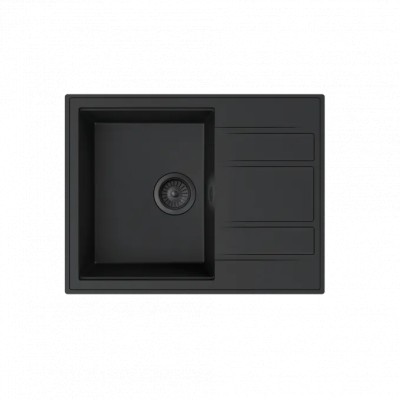 Granitna sudopera MILO RETTO 65x50 sa sifonom - Lava stone mat crna boja