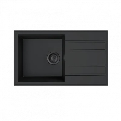 Granitna sudopera MILO RETTO 78x46 sa sifonom - lava stone mat crna boja