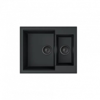 Usadna dvodelna sudopera MILO RETTO 61x50 lava stone boja sa sifonom