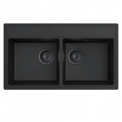 MILO METRO 76x44 dvodelna granitna sudopera - Lava stone (mat crna) boja