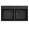 MILO METRO 76x44 dvodelna granitna sudopera - Lava stone (mat crna) boja