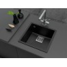 Jednodelna granitna sudopera MILO QUBUS 56x44 u kuhinjskom ambijentu - Lava stone (mat crna) boja
