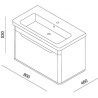 Konzolni ormarić sa umivaonikom 60 Ibanio Naples White - tehnički crtež sa dimenzijama