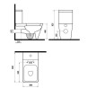 Tehnički crtež monobloka Newarc Loft sa softclose WC daskom