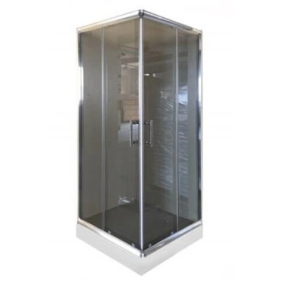 Četvrtasta tuš kabina za plitku kadu Hydrofit grey staklo debljine 6 mm