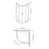 Tehnički crtež tuš kabine 6012 R90 mat