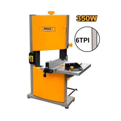 Stacionarna tračna testera SUPER INGCO BAS3502 snage 350W sa radnim stolom.