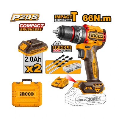 Akumulatorska udarna bušilica SUPER INGCO CIDLI20668E maksimalnog momenta od 66NM i napona 20V