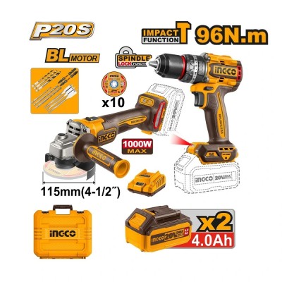 Akumulatorski set alata SUPER INGCO COSLI241298E sa baterijama i punjačem