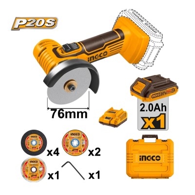 Akumulatorska ugaona brusilica SUPER INGCO CAGLI76012 sa baterijom i punjačem