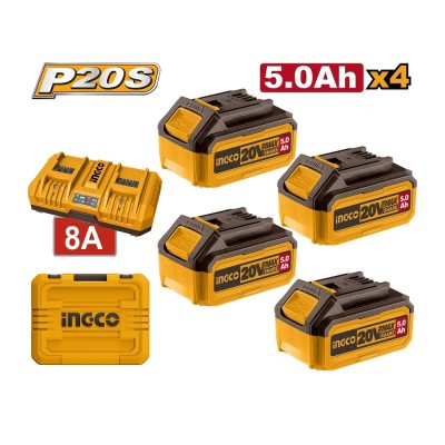 Set baterija za akumulatorski alat 4x5.0Ah SUPER INGCO FBCLI20285
