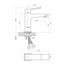 Tehnički crtež baterije za lavabo Minotti QUADRA NEW Tehnički crtež baterije za lavabo Minotti QUADRA NEW