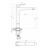 Tehnički crtež baterije za nadgradni lavabo Minotti QUADRA NEW Tehnički crtež baterije za nadgradni lavabo Minotti QUADRA NEW
