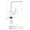 Tehnički crtež baterije za sudoperu Minotti QUADRA NEW Tehnički crtež baterije za sudoperu Minotti QUADRA NEW