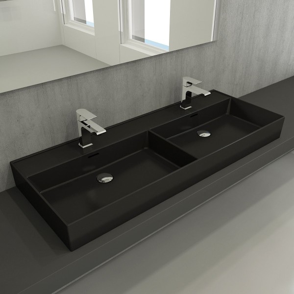 Bocchi Milano dupli lavabo 120cm sa rupom mat crna 1393-004-0132