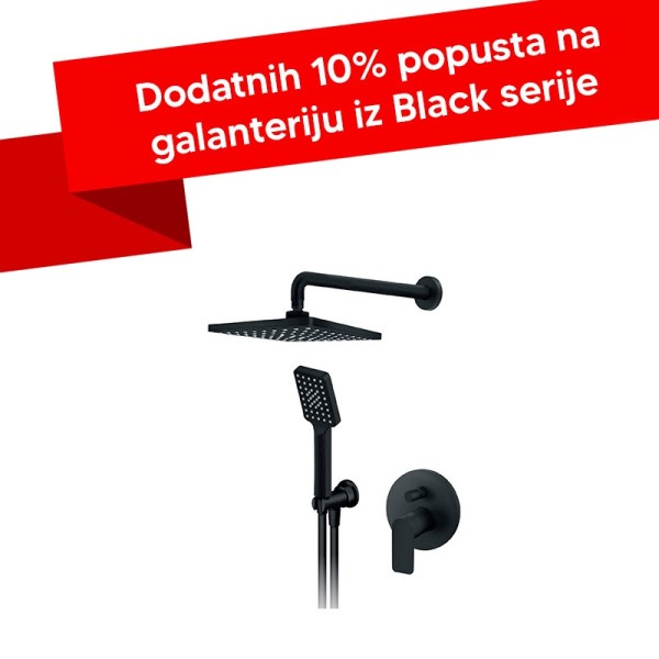 Baterija uzidna za tuš kadu Rosan S2 BLACK 231601B