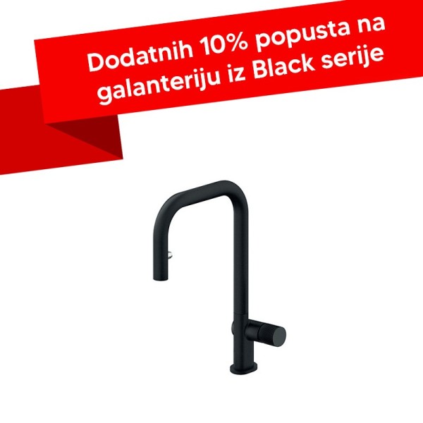 Baterija za sudoperu sa izvlačnim tušem Rosan S2 BLACK 238401B