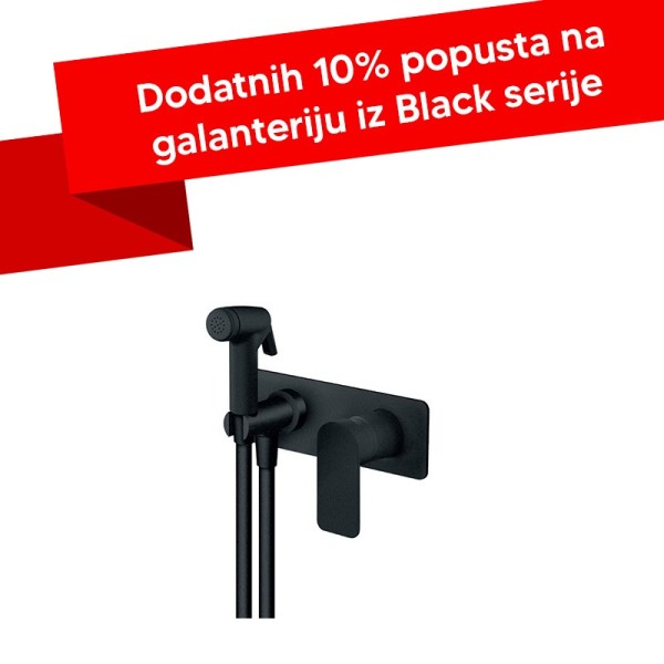 Baterija uzidna sa ručnim tušem za ispiranje Rosan S2 Black 239501B