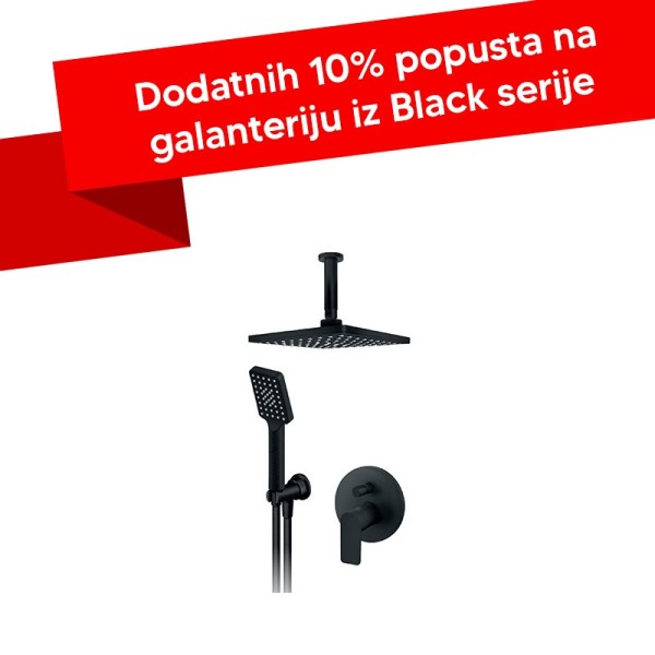 Baterija uzidna za tuš kadu Rosan S2 BLACK 231603B