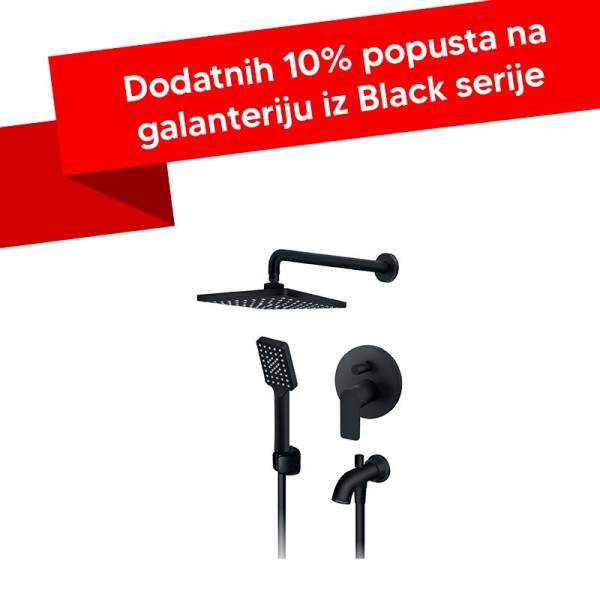 Baterija uzidna za tuš kadu Rosan S2 BLACK 231701B