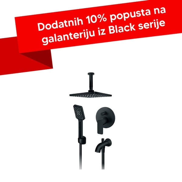 Baterija za tuš kadu uzidna Rosan S2 BLACK 231703B