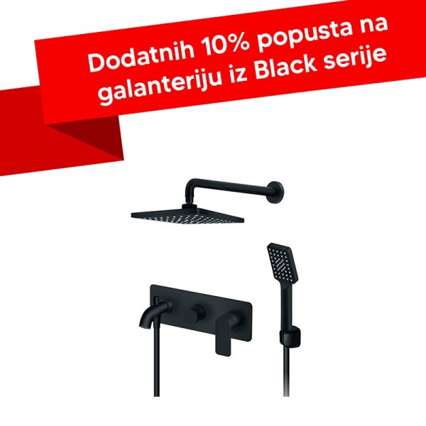 Baterija za tuš kadu uzidna Rosan S2 BLACK 231705B