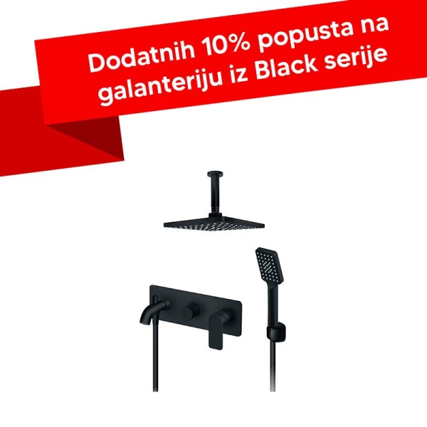 Baterija za tuš kadu uzidna Rosan S2 BLACK 231707B