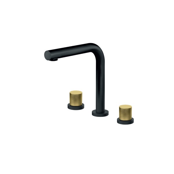 Baterija za lavabo dvoručna visoka Rosan Black & Gold 230309BG